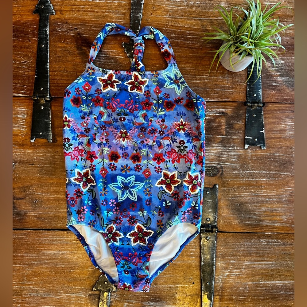 Blue Floral Swimsuit by Garnet Hill Kids